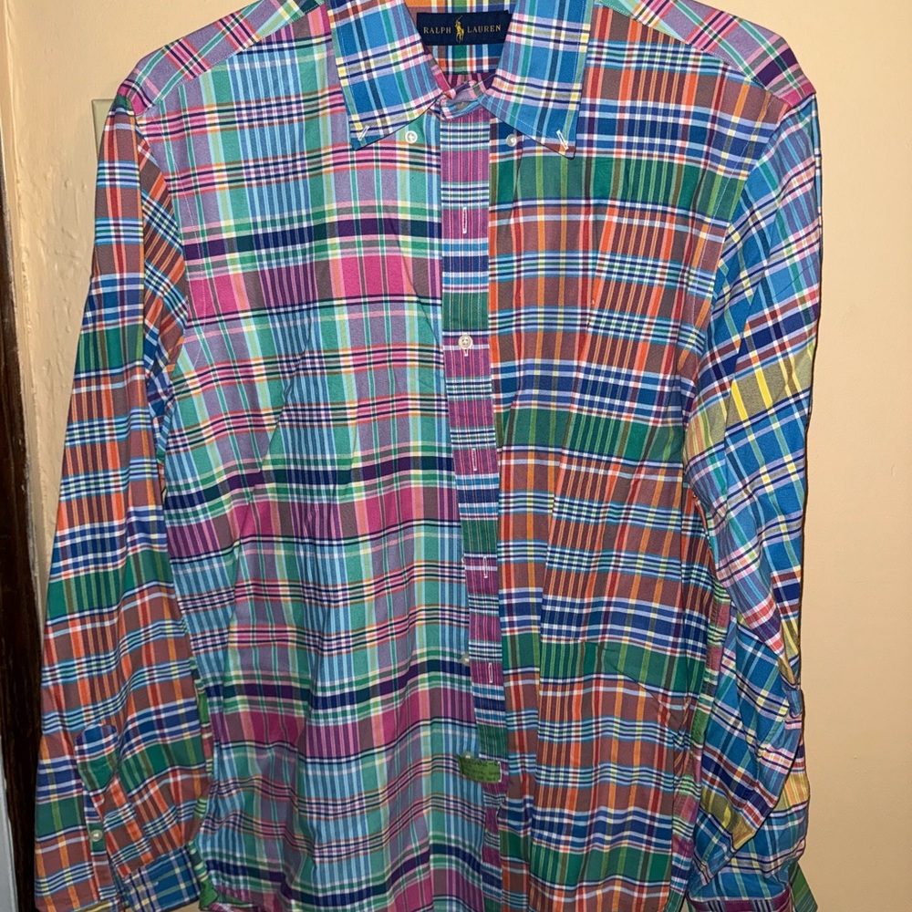 Ralph Lauren Casual Blue and Green Button Down Shirt